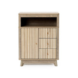 Priya natural finish wave storage cabinet - LuxenHome