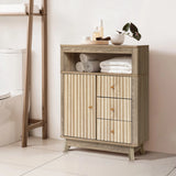 Priya natural finish wave storage cabinet - LuxenHome