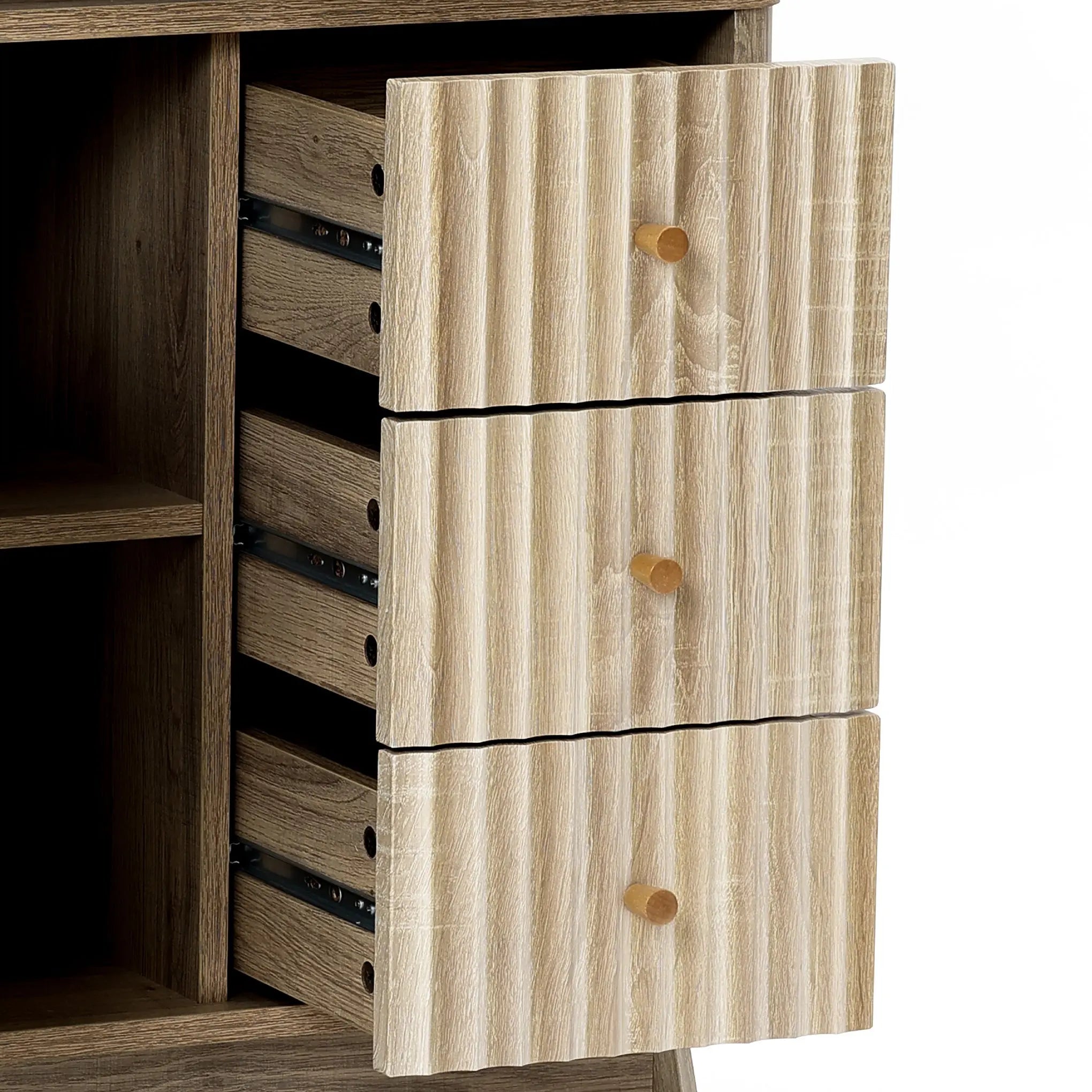 Priya natural finish wave storage cabinet - LuxenHome