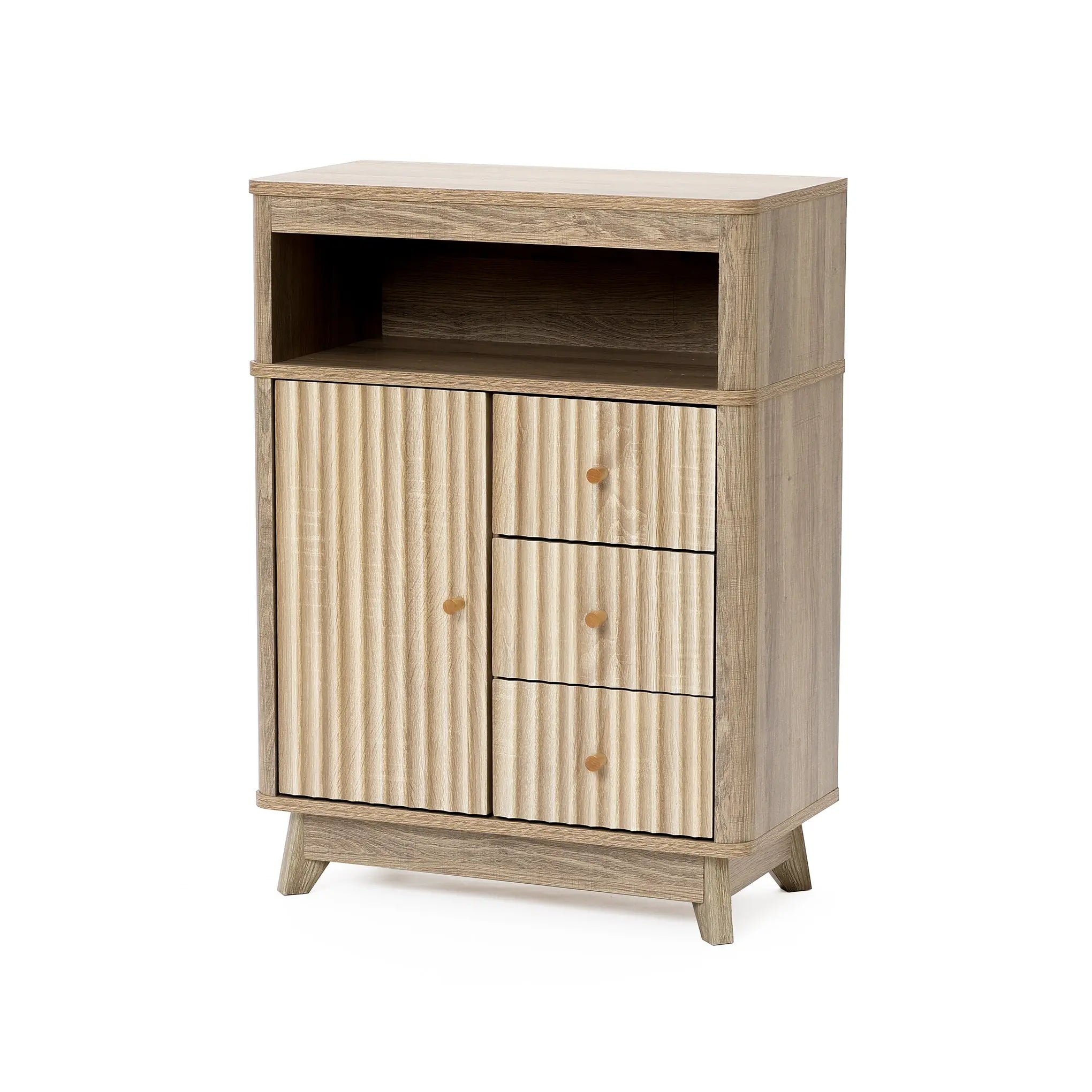 Priya natural finish wave storage cabinet - LuxenHome