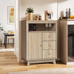 Priya natural finish wave storage cabinet - LuxenHome