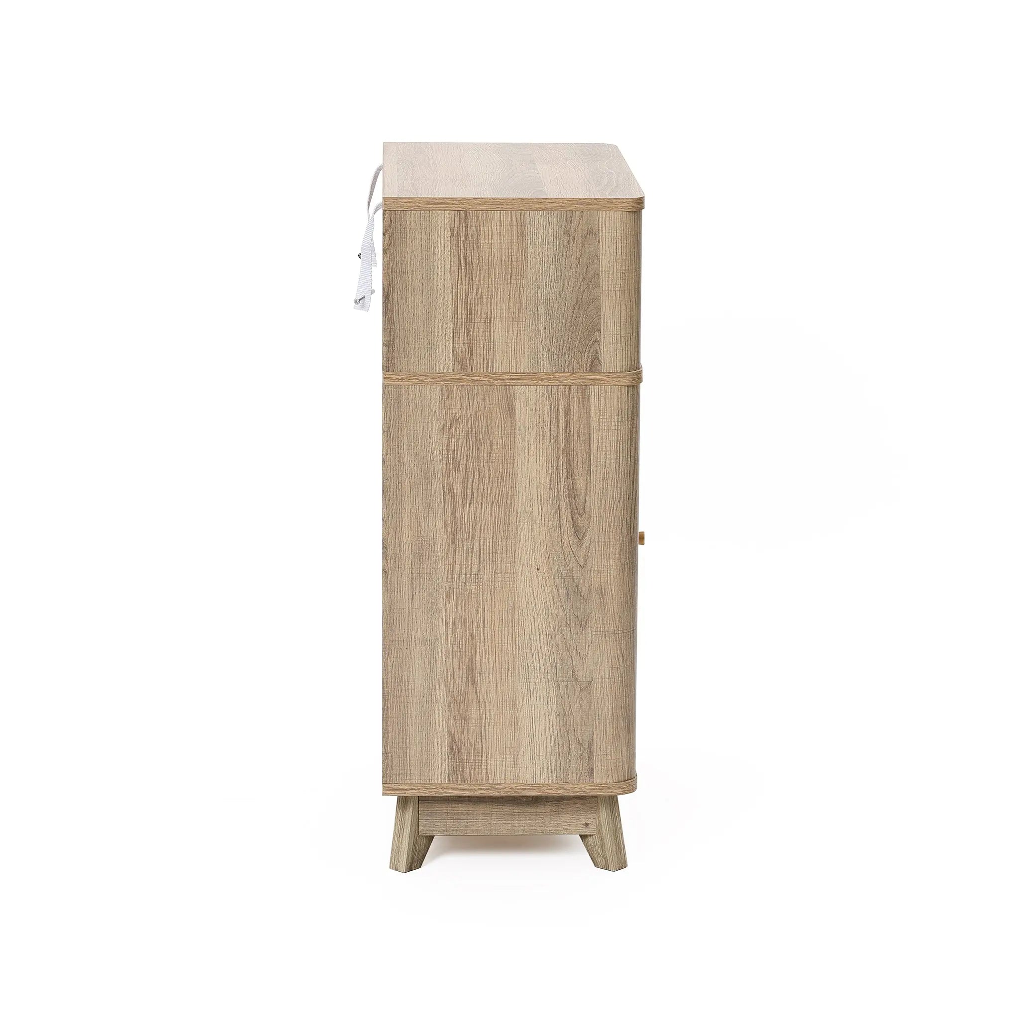 Priya natural finish wave storage cabinet - LuxenHome