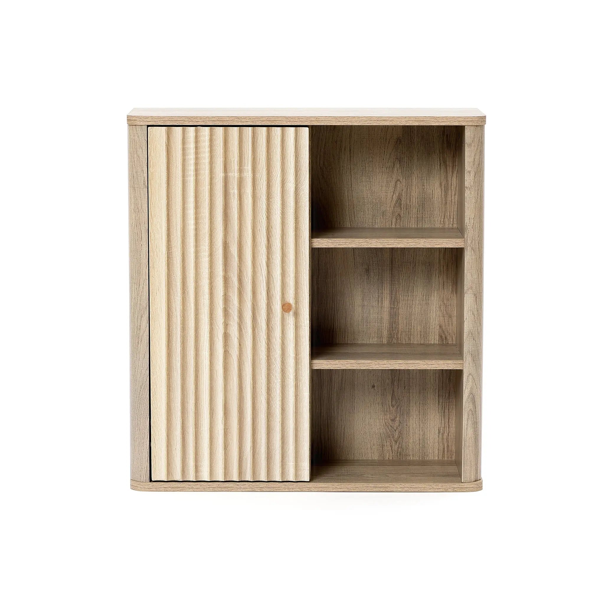 Priya natural finish wave wall cabinet - LuxenHome