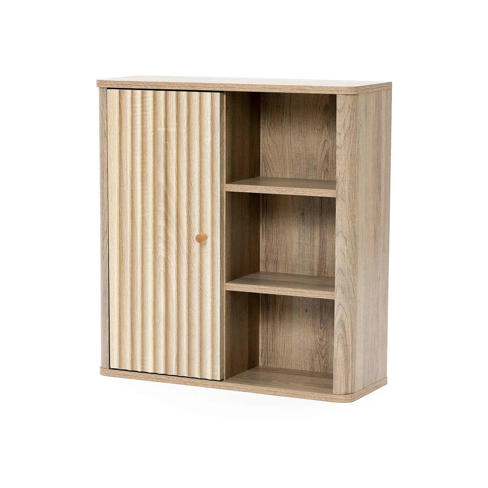 Priya natural finish wave wall cabinet - LuxenHome
