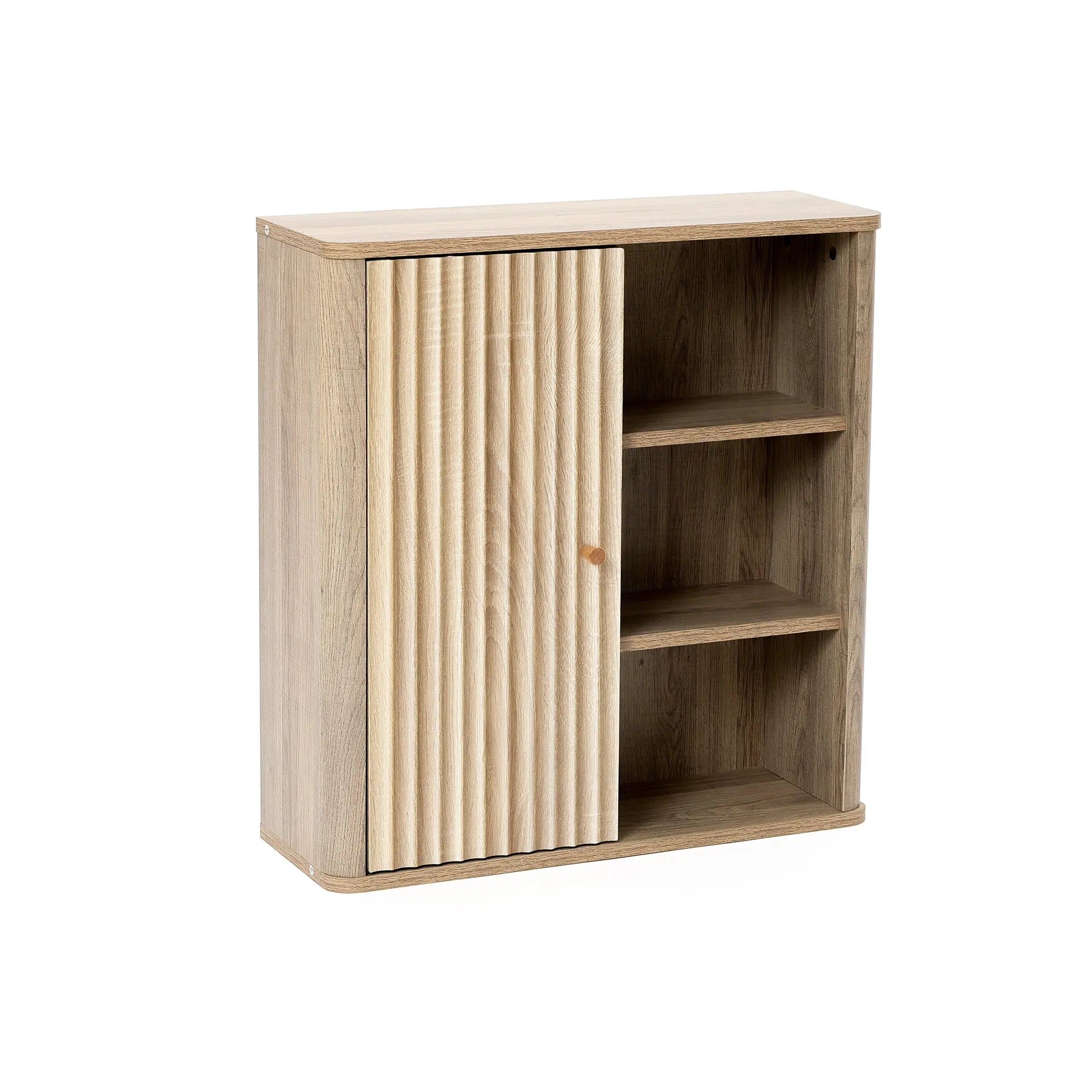 Priya natural finish wave wall cabinet - LuxenHome