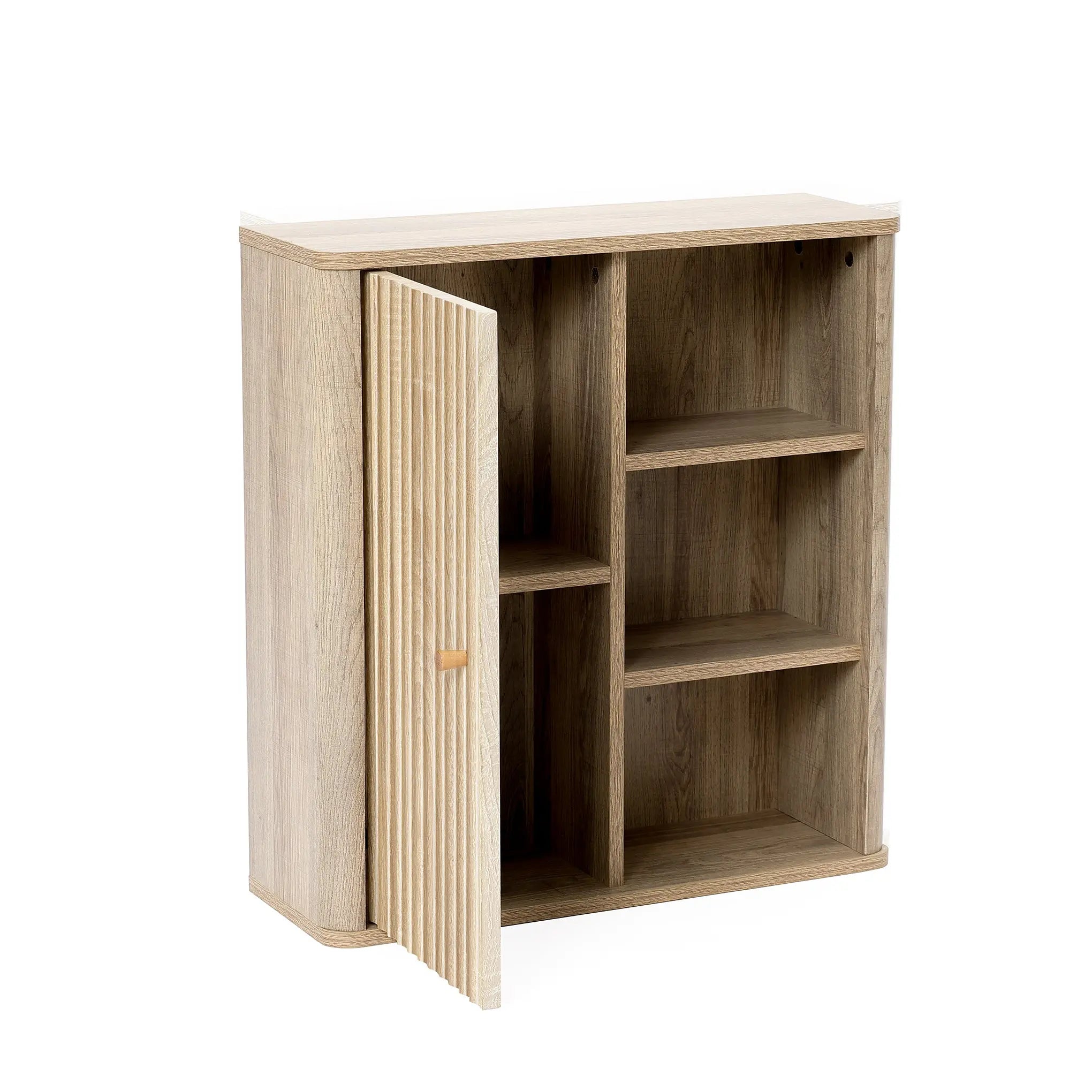 Priya natural finish wave wall cabinet - LuxenHome