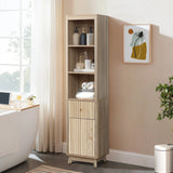 Priya natural finish wave linen cabinet - LuxenHome