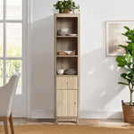 Priya natural finish wave linen cabinet - LuxenHome