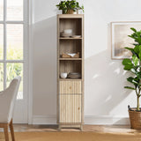 Priya natural finish wave linen cabinet - LuxenHome
