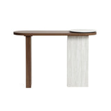 Travertine-style wood console table - LuxenHome