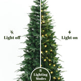 Pre-Lit Green Artificial Slim Christmas Tree with Light, 6ft