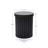 Bella Round Wood Fluted Side Table,Black 19.29''