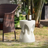 White speckled spade round cement side table - LuxenHome