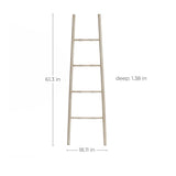Crafted from birch wood, this rustic blanket ladder features four rungs and is perfect as a home decor accessory. Measuring 61.3 inches high, 18.11 inches wide, and 1.38 inches deep, its an elegant addition to any room.