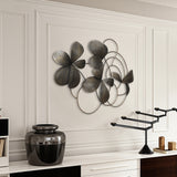 Dark Gray Abstract Floral Metal Wall Art Decor, 42"W