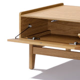 Eric oak finish coffee table with storage - LuxenHome