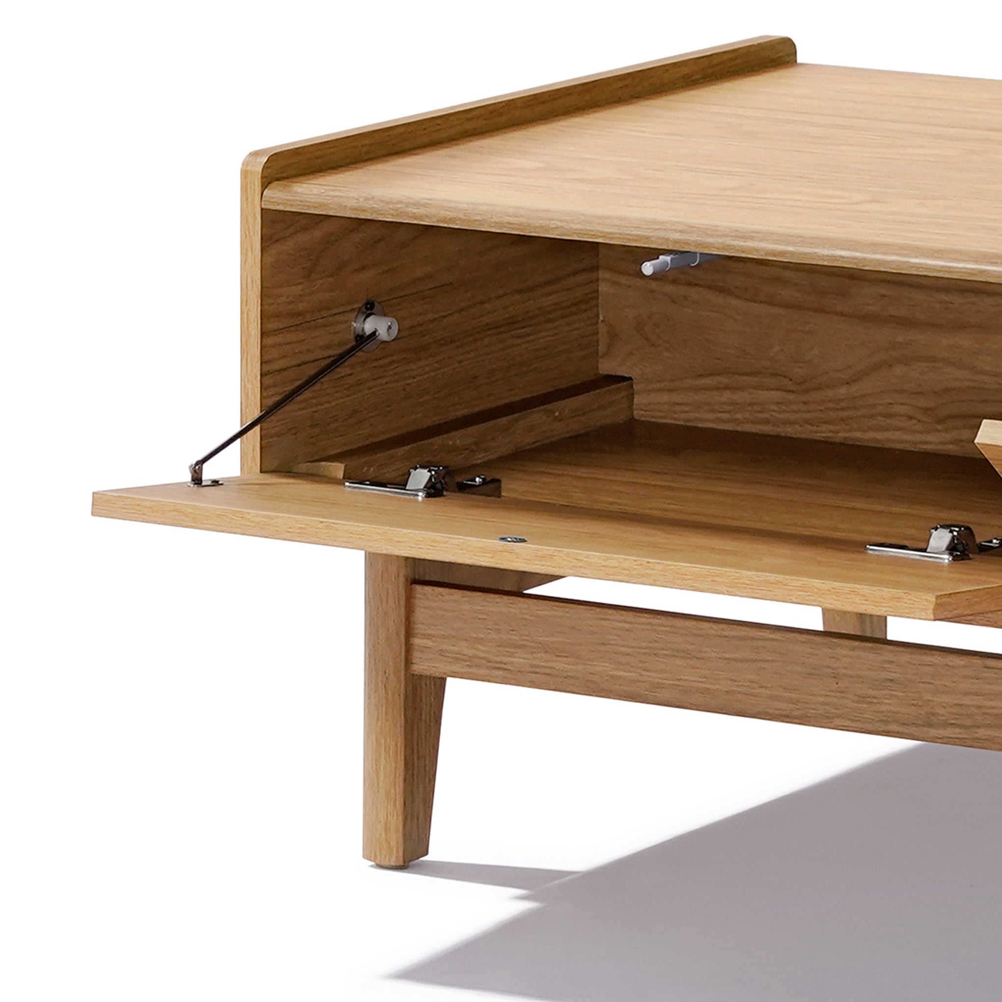 Eric oak finish coffee table with storage - LuxenHome