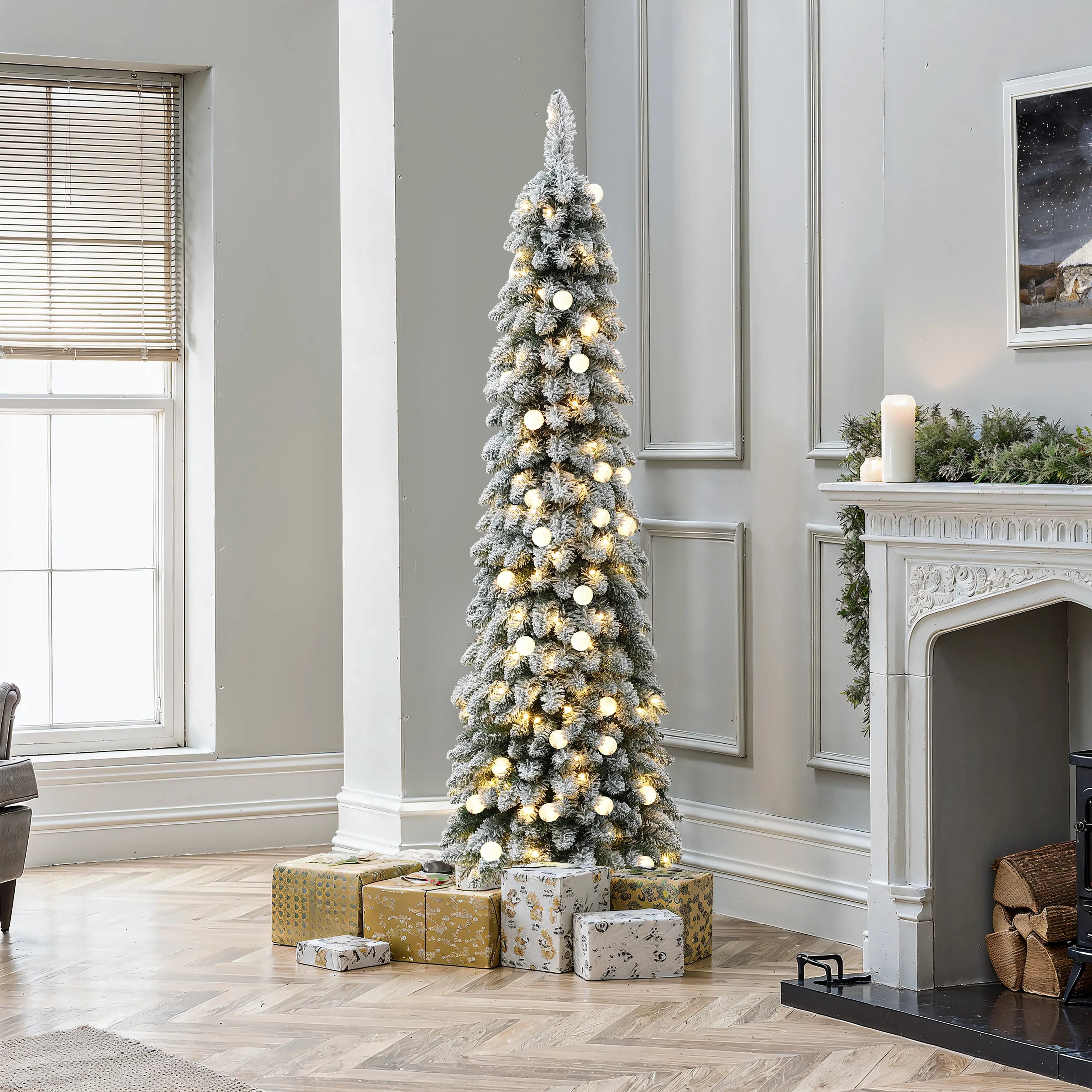 pre dressed christmas trees 7 Foot King Noble Fir Artificial Christmas Tree 500 LED Lights