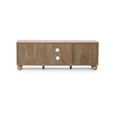 Natural Finish Engineered Wood TV Stand with Pine Legs, 55"