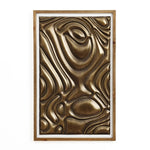 Framed artwork featuring a 3D abstract design with flowing, metallic bronze patterns resembling liquid or topographic contours, making it an ideal piece for modern home decor.