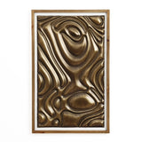 Framed artwork featuring a 3D abstract design with flowing, metallic bronze patterns resembling liquid or topographic contours, making it an ideal piece for modern home decor.