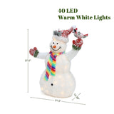 White Tinsel Frosted Holiday Outdoor Snowman Decor, 3ft