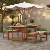 Lucia solid wood extendable ractangle outdoor dining table, 6-8 person - LuxenHome