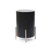Round Wood Storage Side Table with Metal Stand,21.65''