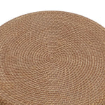 Black with Natural Rattan Finish Cement U-Shaped Base Outdoor Patio Side Table - LuxenHome