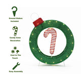 Candy cane lighted wreath outdoor christmas decoration, 1.9 ft tall - LuxenHome