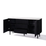 Black manufactured wood sideboard cabinet with marble top - LuxenHome