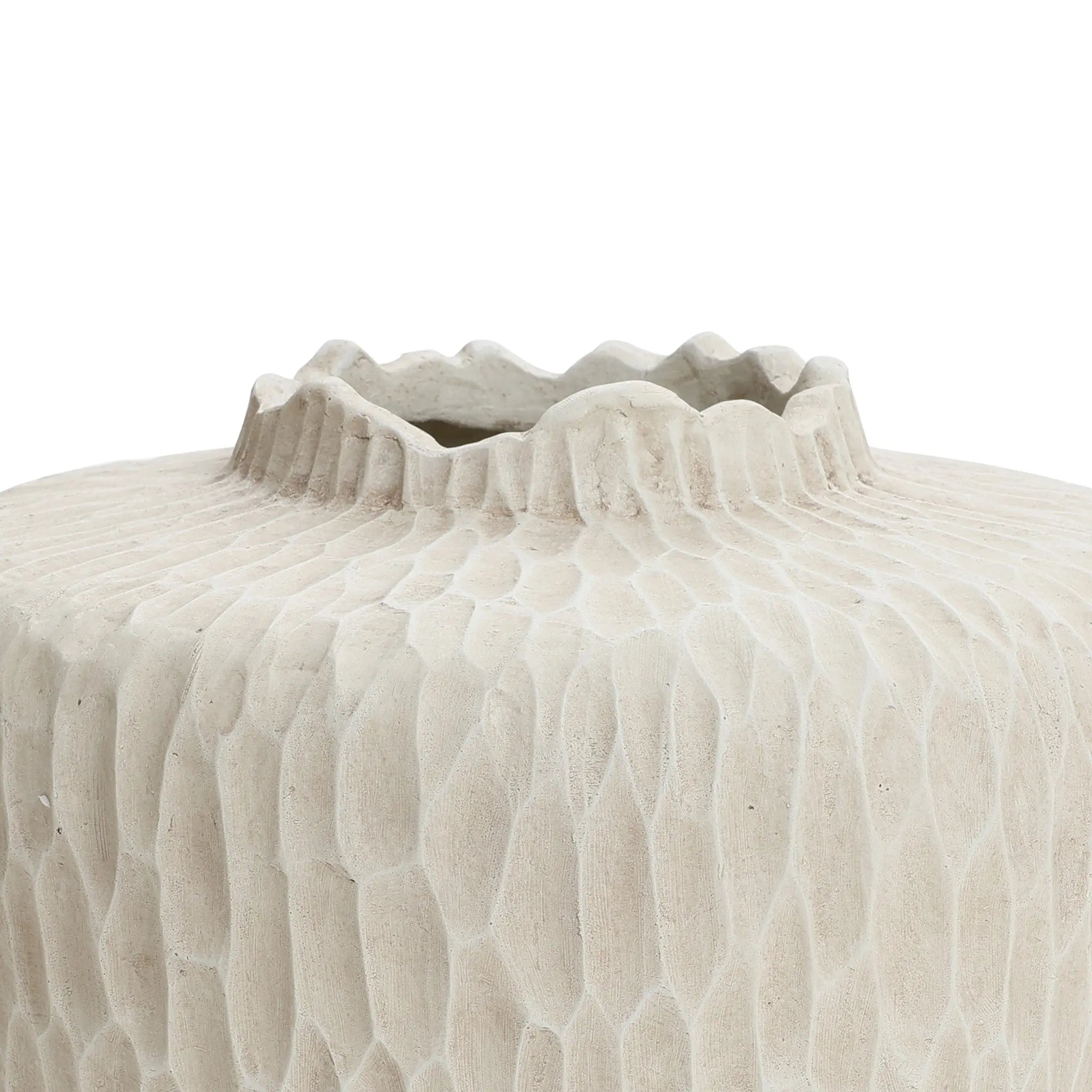Beige beehive round MgO Vase, 12.8'' h - LuxenHome