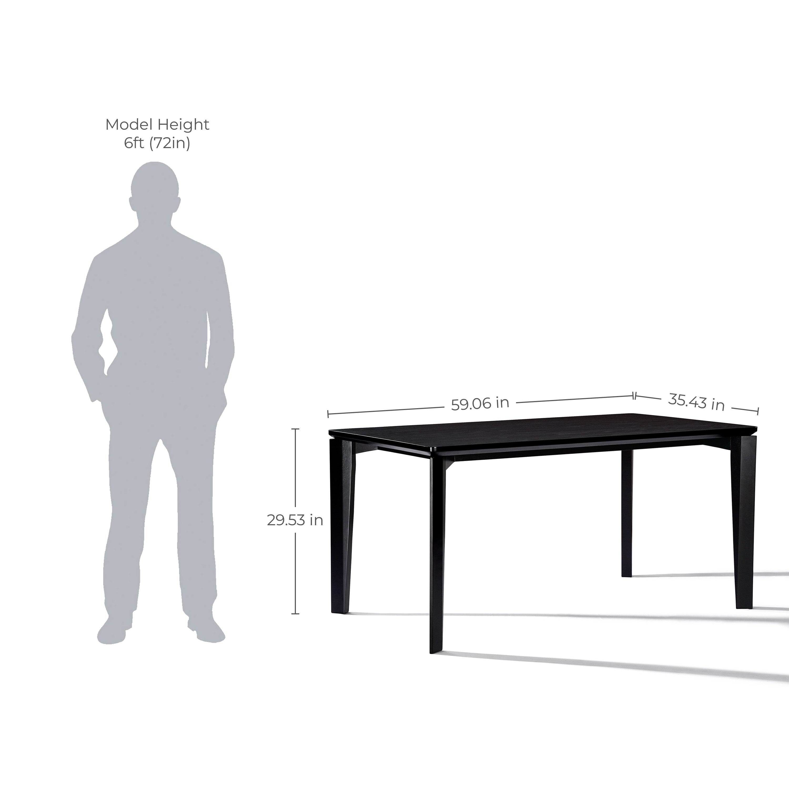 Wenge in ash veneer wood rectangle dining table with rubberwood legs - LuxenHome