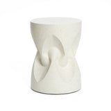 White speckled spade round cement side table - LuxenHome