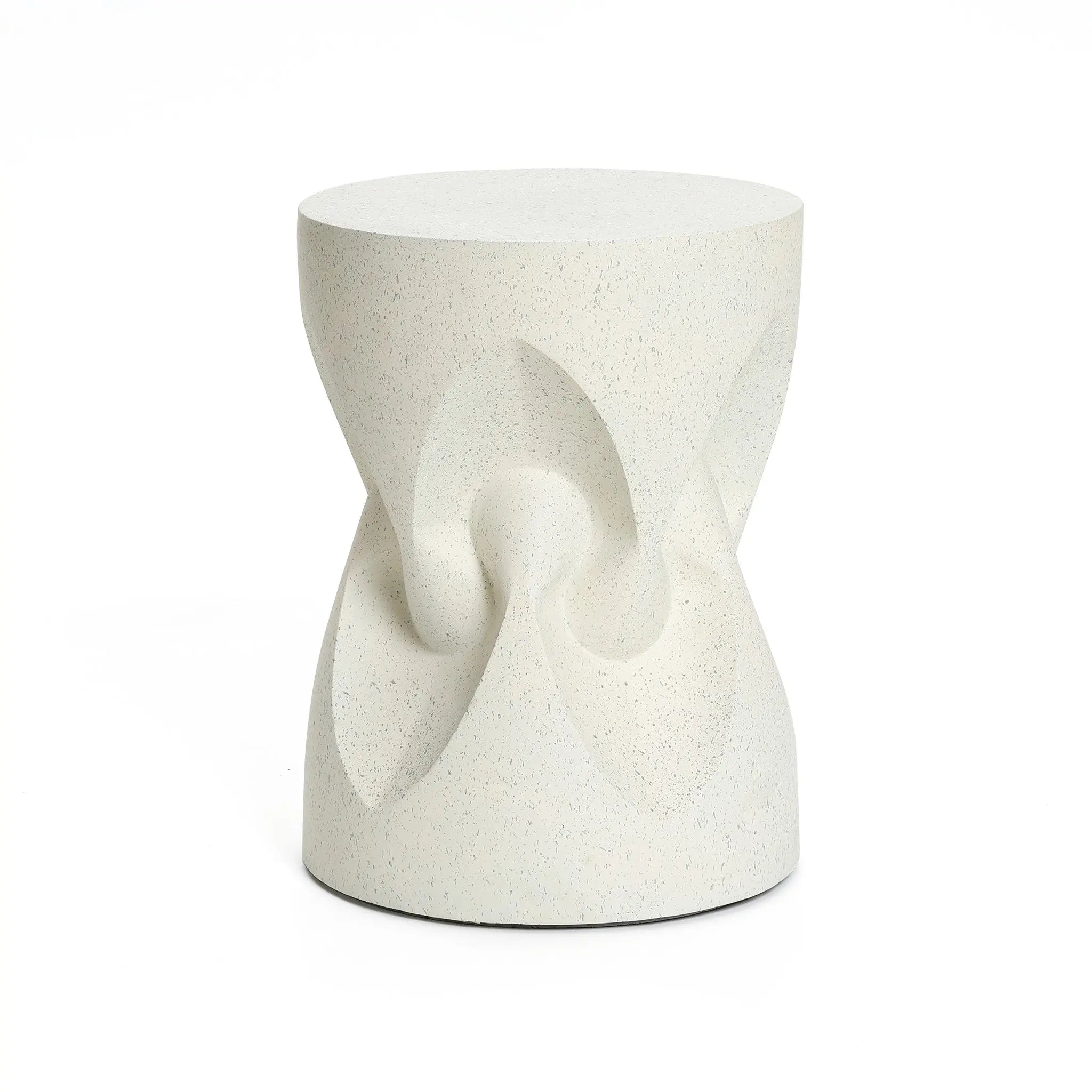 White speckled spade round cement side table - LuxenHome