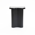 A modern-style side table crafted from premium MDF wood, featuring a striking black cloverleaf shape with a matching base, photographed against a plain white background.