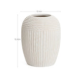 Beige ribbed round MgO Vase, 15.2'' h - LuxenHome