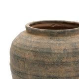 Vintage Pottery Brown Tall Round Ceramic Vase, 16.9"H