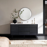 Black manufactured wood sideboard cabinet with marble top - LuxenHome