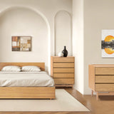 Eric oak finish nightstand with drawer, 22.64"h - LuxenHome