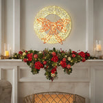 Light wreath and red bowtie, with timer light - LuxenHome