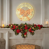 Light wreath and red bowtie, with timer light - LuxenHome