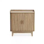 Fluted tambour door oak finish storage cabinet with tray top - LuxenHome