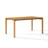 Oak veneer wood rectangle dining table with rubberwood legs - LuxenHome