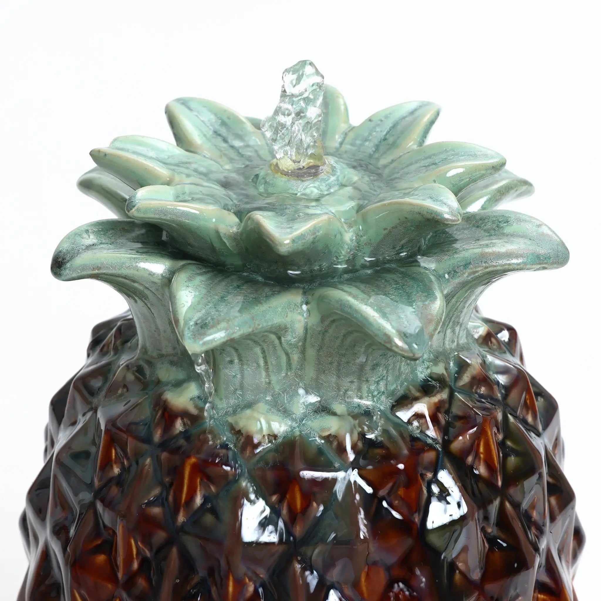 Pineapple ceramic tabletop bubbler water fountain - LuxenHome