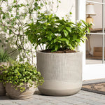 Blended tan with wood pattern round planter, 13.8" h - LuxenHome