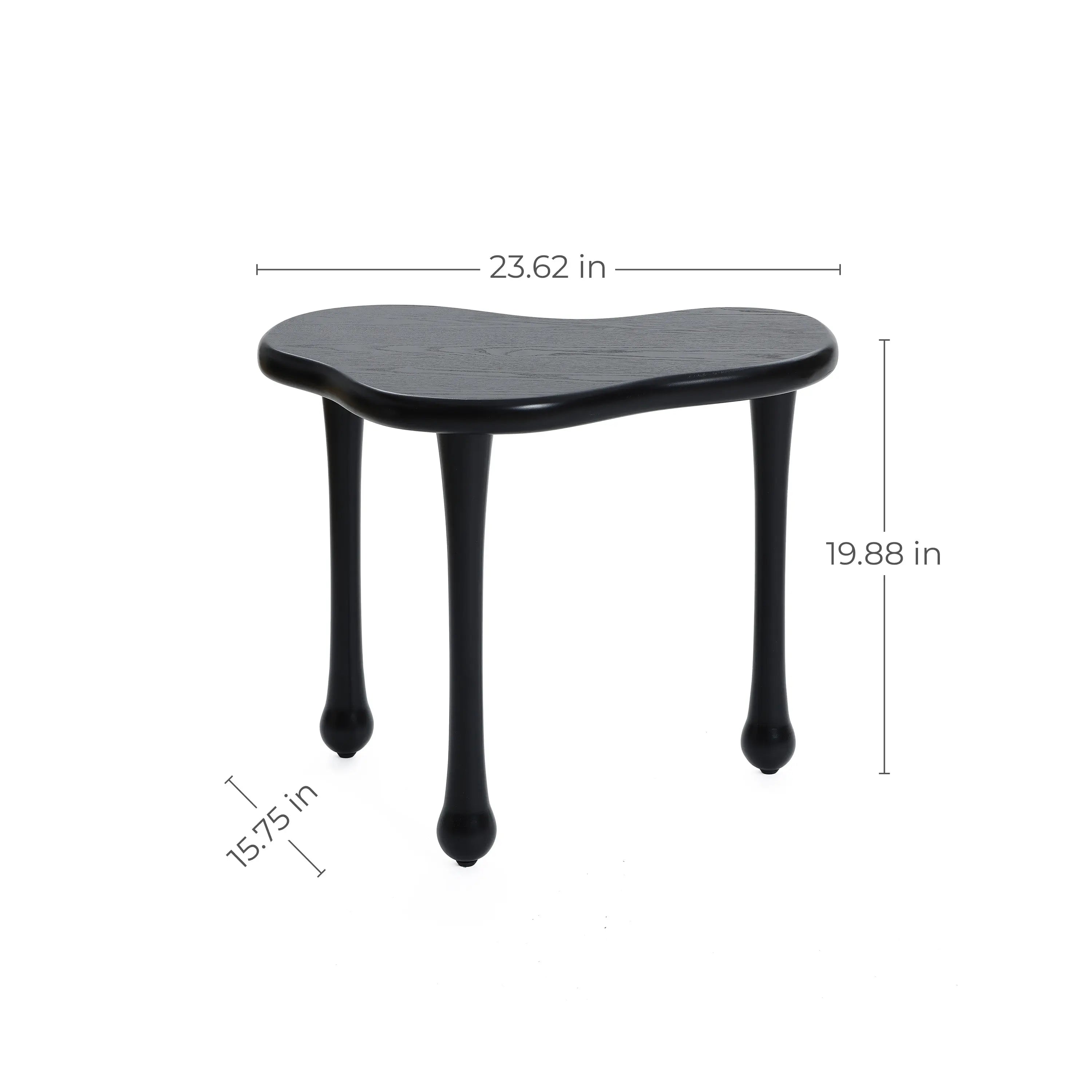 Black Wood Irregular Shape 19.9-Inch Tall Side Table - LuxenHome