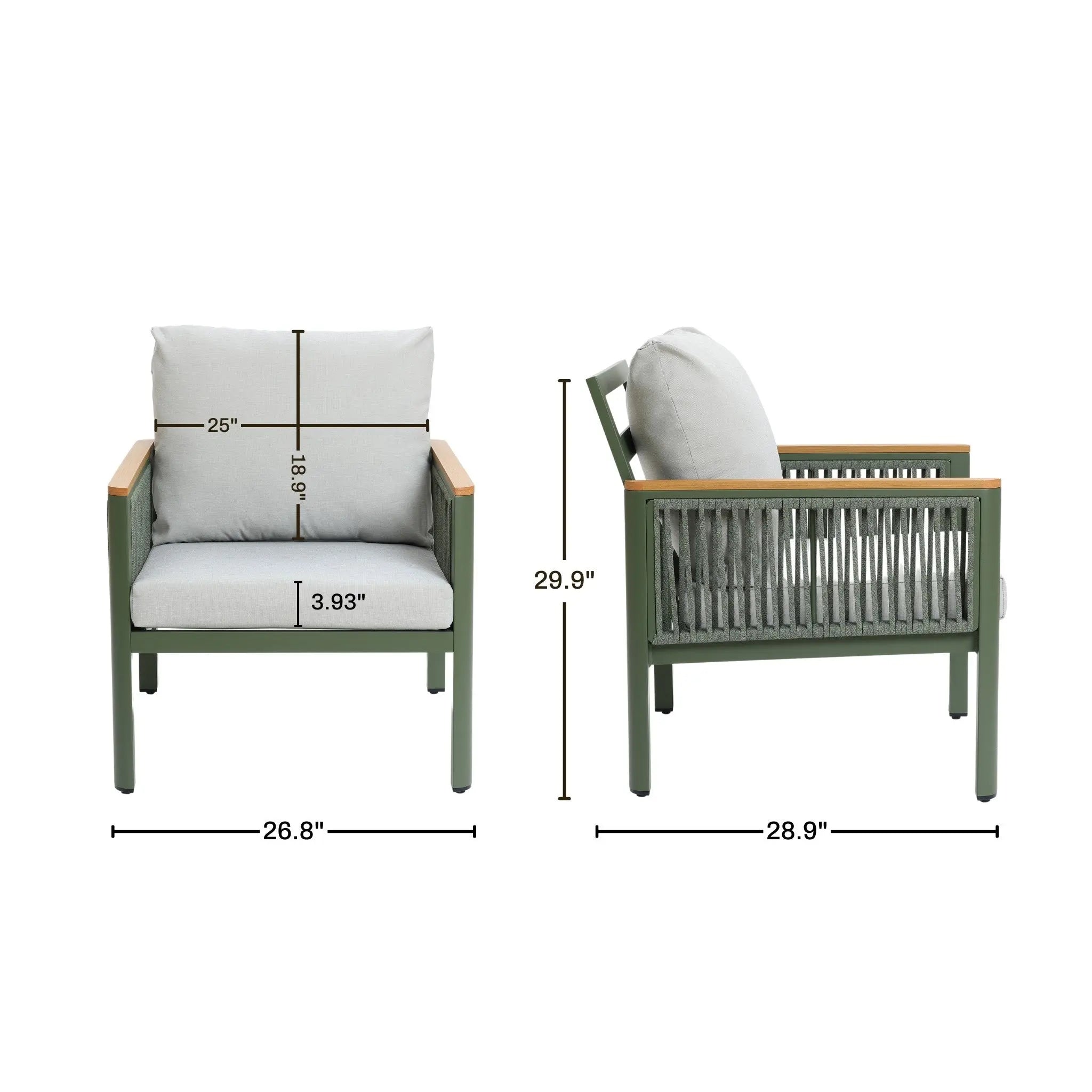 Carlsbad outdoor armchair with cushion, set of 2 - LuxenHome