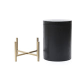 Round Wood Storage Side Table with Metal Stand,21.65''