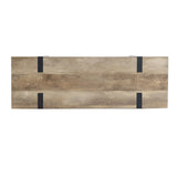 Rectangular wooden shelf with a light brown oak finish and two black metal brackets, crafted from high-quality manufactured wood.